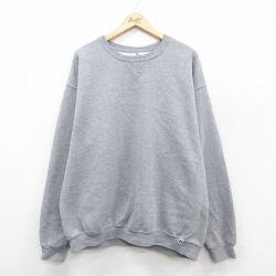 XL★古着 ラッセル 長袖 スウェット メンズ 00年代 00s 無地 大きいサイズ クルーネック グレー 霜降り 【spe】 25sep27 中古 スエット トレーナー トップス