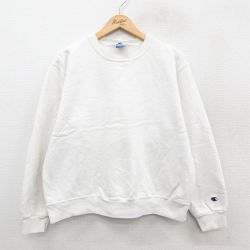 L★古着 チャンピオン champion 長袖 スウェット メンズ 90年代 90s 無地 クルーネック USA製 白 ホワイト 【spe】 25sep27 中古 スエット トレーナー トップス