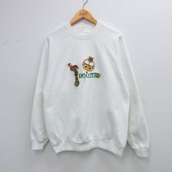 L★古着 スクリーンスターズ 長袖 スウェット メンズ 90年代 90s アイルランド 刺繍 ラグラン クルーネック アイルランド製 白 26jan19