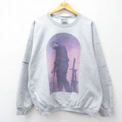 XL★古着 ヘインズ 長袖 スウェット メンズ 大きいサイズ クルーネック グレー 霜降り 26jan27