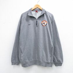 ナイキ 00s ハーフジップスウェット ワンポイントロゴ グレー XL | 古着