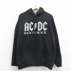 XL★古着 長袖 ロック バンド スウェット パーカー メンズ AC/DC 黒【spe】 26mar16