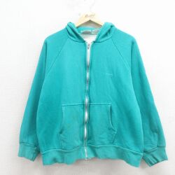 L★古着 マックレガー 長袖 フルジップ スウェット パーカー メンズ 80年代 80s ワンポイントロゴ ラグラン 青緑 内側サーマル 26mar16