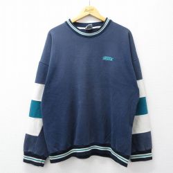 XL★古着 長袖 スウェット メンズ 90年代 90s BROAN クルーネック USA製 紺他 26mar18
