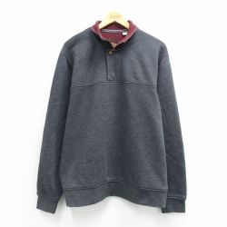 XL★古着 オービス 長袖 ハーフジップ スウェット メンズ 無地 濃グレー 霜降り 26mar21