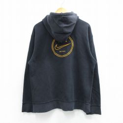 L★古着 ナイキ NIKE SB 長袖 スウェット パーカー メンズ ビッグロゴ 刺繍 黒 26mar21