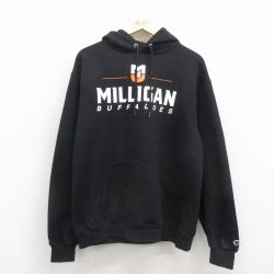 L★古着 チャンピオン champion 長袖 スウェット パーカー メンズ バッファロー 黒 26mar21