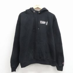 L★古着 チャンピオン champion 長袖 スウェット パーカー メンズ TEAM 黒 26mar21