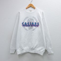 XL★古着 長袖 スウェット メンズ 90年代 90s CAESARS クルーネック USA製 白 26mar23