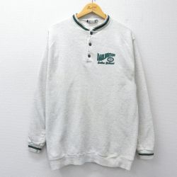 M★古着 長袖 スウェット メンズ 90年代 90s DARLINGTON ヘンリーネック USA製 薄グレー 霜降り他 26mar23