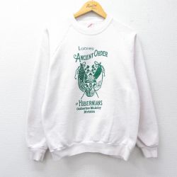 M★古着 ジャージーズ 長袖 スウェット メンズ 80年代 80s ANCIENT ORDER ラグラン クルーネック USA製 白 26mar23