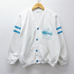 L★古着 長袖 スウェット カーディガン メンズ 90年代 90s サンフランシスコ ラグラン USA製 白他 26mar23