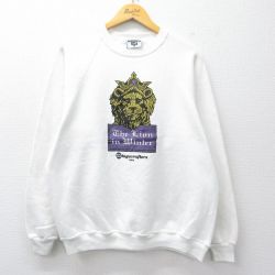 L★古着 リー Lee 長袖 スウェット メンズ 90年代 90s The Linon in Winter ラグラン クルーネック USA製 白 26mar23