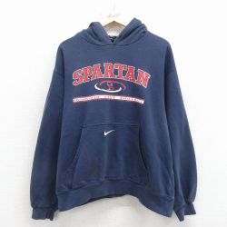 XL★古着 ナイキ NIKE 長袖 スウェット パーカー メンズ 00年代 00s スパルタン 大きいサイズ 紺 26mar23