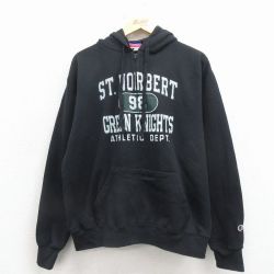 L★古着 チャンピオン Champion 長袖 ハーフジップ スウェット パーカー メンズ グリーンナイト 26mar23