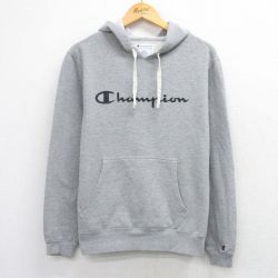 M★古着 チャンピオン champion 長袖 スウェット パーカー メンズ ビッグロゴ グレー 霜降り 26mar23
