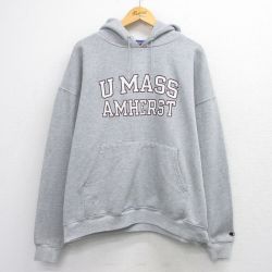 XL★古着 チャンピオン champion 長袖 スウェット パーカー メンズ 00年代 00s U MASS 大きいサイズ グレー 霜降り 26mar23