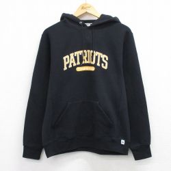 M★古着 ラッセル 長袖 スウェット パーカー メンズ 00年代 00s PATRIOTS 黒 26mar24