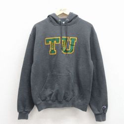 L★古着 チャンピオン champion 長袖 スウェット パーカー メンズ TV グレー 霜降り 26mar24