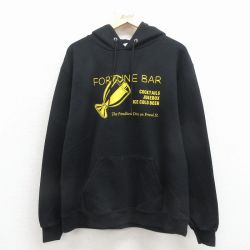 L★古着 チャンピオン champion 長袖 スウェット パーカー メンズ バー 黒 26mar24