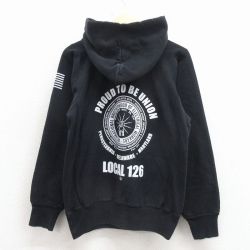 M★古着 長袖 スウェット パーカー メンズ LOCAL USA製 黒 26mar24