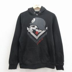 L★古着 メタルマリーシャ 長袖 スウェット パーカー メンズ 黒 26mar24