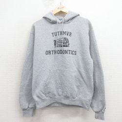 M★古着 チャンピオン Champion 長袖 スウェット パーカー メンズ 車 グレー 霜降り 26mar24