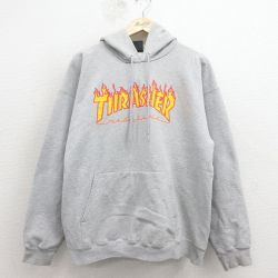 スラッシャー 長袖スウェットパーカー ビッグロゴ グレー L | 古着