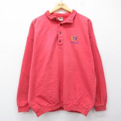 XL★古着 長袖 トップス メンズ 90年代 90s 魚 大きいサイズ コットン USA製 赤 26mar25