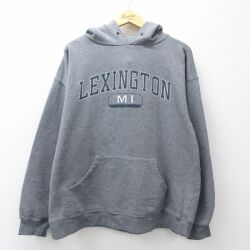 XL★古着 ジャンスポーツ 長袖 スウェット パーカー メンズ 00年代 00s LEXINGTON 大きいサイズ グレー 霜降り 26mar25