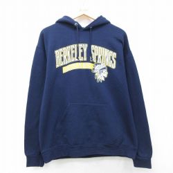 L★古着 ジャージーズ 長袖 スウェット パーカー メンズ BERKELEY インディアン 紺 26mar26