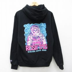 M★古着 チャンピオン champion 長袖 スウェット パーカー メンズ RASH TAU 黒 26mar26