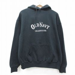 オールドネイビー 00s 長袖パーカー 刺繍 ブラック XL | 古着