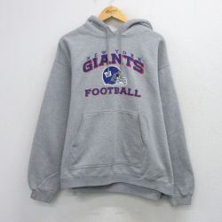 XL★古着 リーボック 長袖 スウェット パーカー メンズ 00年代 00s NFL ニューヨークジャイアンツ 大きいサイズ グレー 霜降り 26mar26