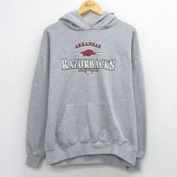 XL★古着 長袖 スウェット パーカー メンズ RAZORBACKS 大きいサイズ グレー 霜降り 26mar26