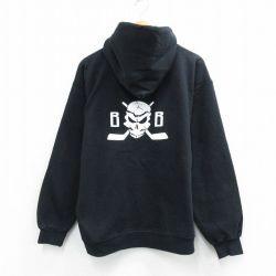 L★古着 ヘインズ 長袖 スウェット パーカー メンズ 00年代 00s QUAKES スカル 黒 26mar26