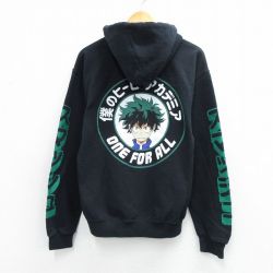 M★古着 長袖 スウェット パーカー メンズ アニメ 僕のヒーローアカデミア 緑谷出久 黒 26mar26