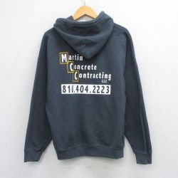 XL★古着 長袖 スウェット パーカー メンズ 00年代 00s Martin 大きいサイズ 濃グレー 26mar27