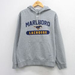 XL★古着 ナイキ NIKE 長袖 スウェット パーカー メンズ MARLBORO ラクロス グレー 霜降り 26mar27