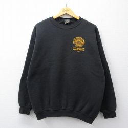 XL★古着 長袖 スウェット メンズ 90年代 90s LECET クルーネック USA製 黒 26mar27