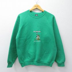 M★古着 スクリーンスターズ 長袖 スウェット メンズ 80年代 80s KILLARNEY 刺繍 ラグラン クルーネック USA製 緑 26mar27