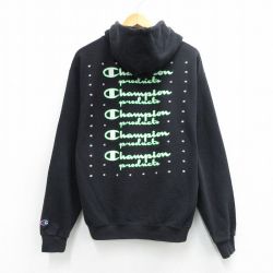 L★古着 チャンピオン champion 長袖 スウェット パーカー メンズ 黒 26mar28