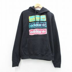 L★古着 アディダス adidas チャンピオン champion 長袖 スウェット パーカー メンズ ビッグロゴ リーフ トレフォイル 黒 26mar28