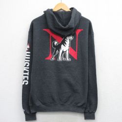 L★古着 チャンピオン champion 長袖 スウェット パーカー メンズ HUSKIES 濃グレー 26mar28