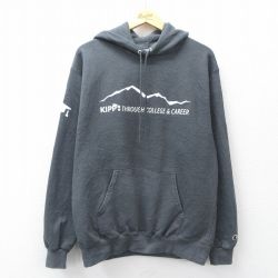 L★古着 チャンピオン champion  スウェット パーカー メンズ KIPP 濃グレー 霜降り 26mar28
