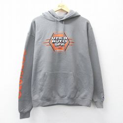 L★古着 チャンピオン champion 長袖 スウェット パーカー メンズ UTICA グレー 26mar28