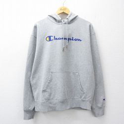 XL★古着 チャンピオン champion 長袖 スウェット パーカー メンズ ビッグロゴ グレー 霜降り 26mar28