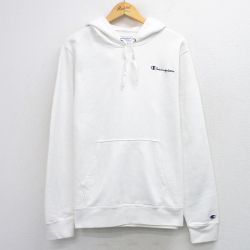 XL★古着 チャンピオン Champion 長袖 スウェット パーカー メンズ ワンポイントロゴ 白 26mar30