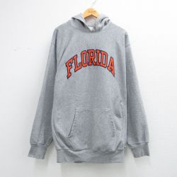 XL★古着 STEVE&BARRYS 長袖 スウェット パーカー メンズ フロリダ 刺繍 グレー 26mar31