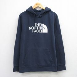 ノースフェイス 長袖スウェットパーカー ビッグロゴ ネイビー XL | 古着